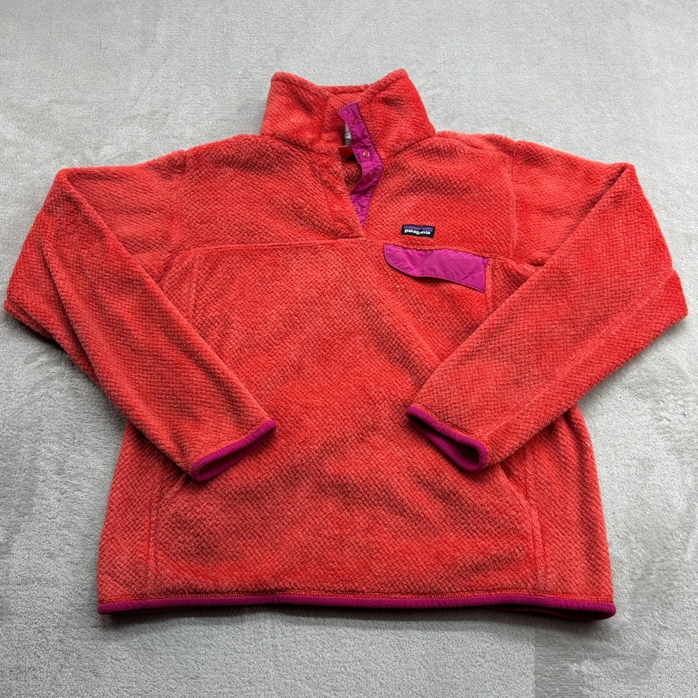 Patagonia Re-Tool Snap-T Pullover Women M Red Pink Fleece Jacket Gorpcore Hiking